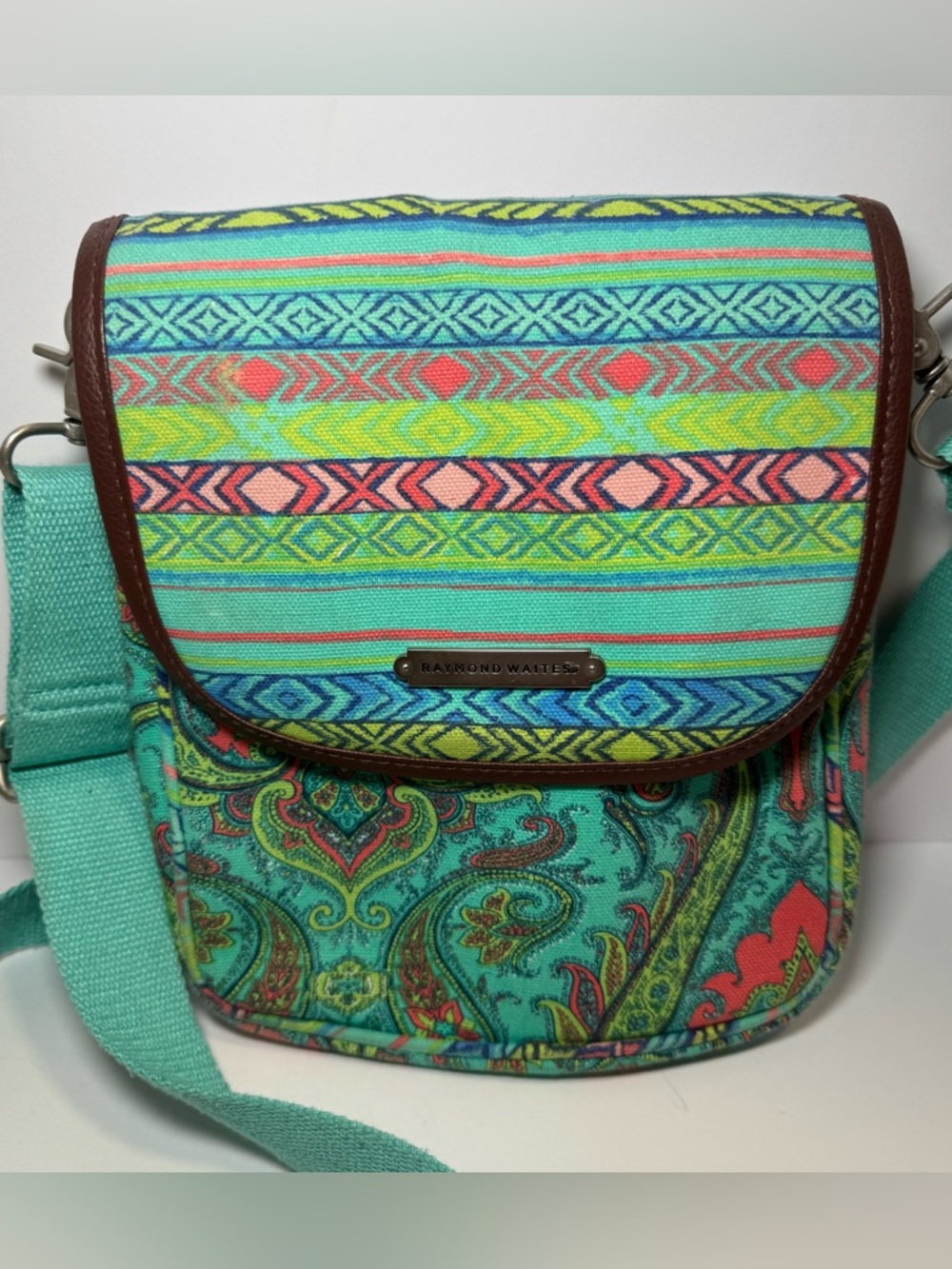 Colorful and vibrant Raymond Waites crossbody bag